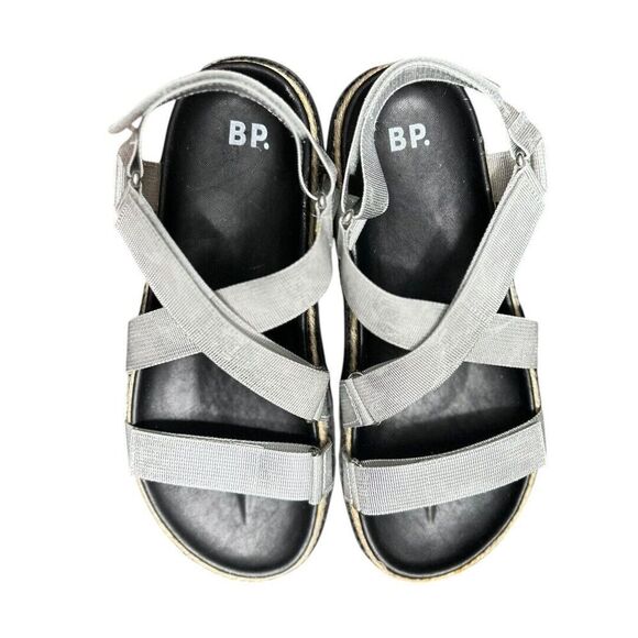 NWT BP Gage 8.5 Silver Platform Sandals Strappy Espadrille Beach Summer Festival - Picture 4 of 9